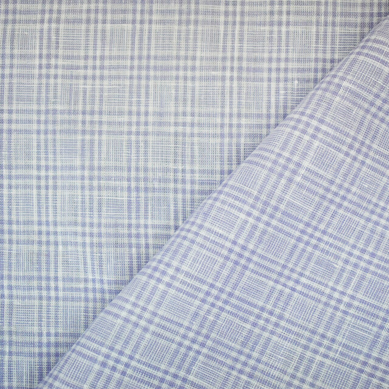 White-Purple Spence Bryson Plaid Irish Linen Woven Fabric By the Yard